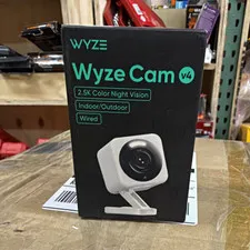 Wyze Cam v4 2.5K Wired Indoor/Outdoor White IP Camera, Color Night Vision