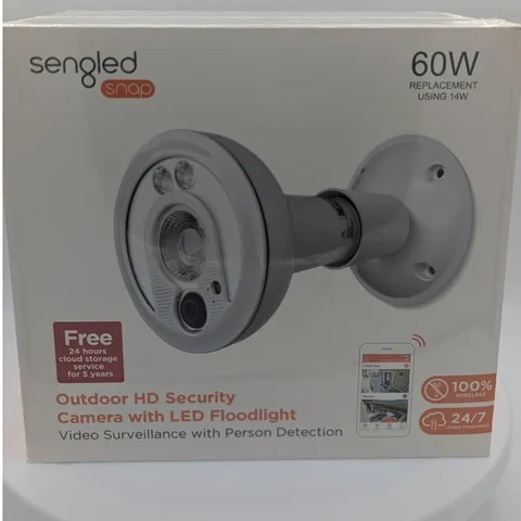 Sengled Snap Outdoor HD Security Camera LED Floodlight AS01-PAR38 White 60W NEW