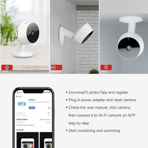 White - LaView F1 Security Camera 4 PACK 1080P (LV-PWF-1-4PK)