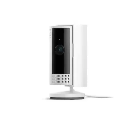 RING Indoor Cam Plug-In White Smart Security Wifi Camera w Cover Night Vision