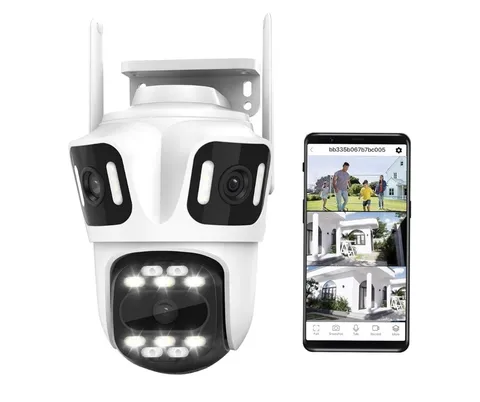 INSEETECH 9MP WiFi Triple Lens Outdoor Security Camera, Three Cameras in One.