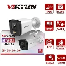 Vikylin 5MP 3K Security PoE IP Camera Dual Light Outdoor Onvif Wired NDAA CCTV