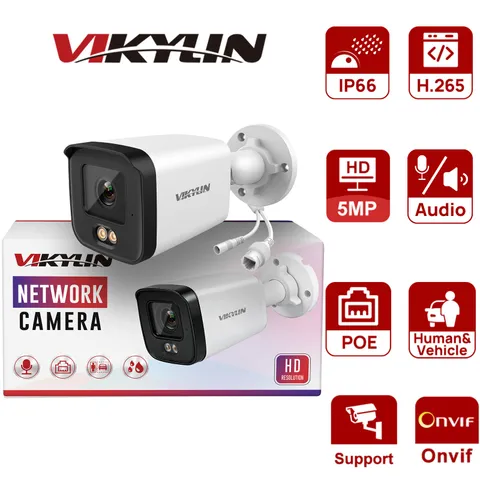 Vikylin 5MP 3K Security PoE IP Camera Dual Light Outdoor Onvif Wired NDAA CCTV