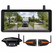 AUTO-VOX Wireless RV Backup Camera System with Rear & Side Cameras Black