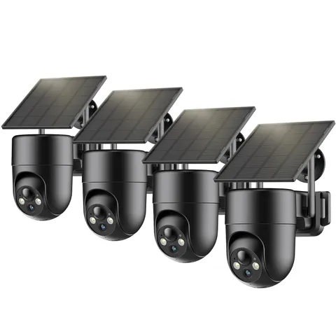 ELYSOO Solar Security Camera Wireless Outdoor, 2K Color Night 4Pack, Black