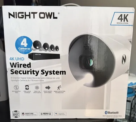 Night Owl 8 Channel 4K Bluetooth DVR 1TB HD 4 Wired UHD Camera