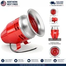 MS-390 110V AC 0.93A Motor Siren - 125dB Industrial Alarm with Metal Housing ...