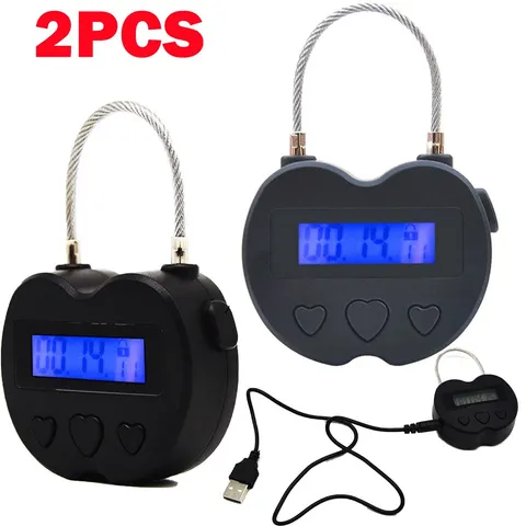2X Black Time Lock LCD Display Time Lock Multifunction Travel Electronic Timer