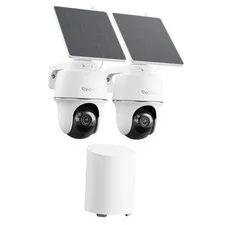 5MP Solar Security Cameras Wireless Outdoor, 360° Pan Tilt Auto 2-Cam Kit