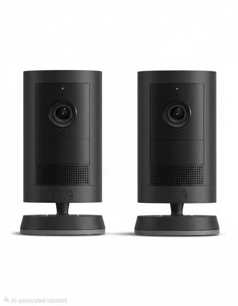 2x Ring Outdoor Cam Plus Battery 2K HD Smart Security Camera - Black