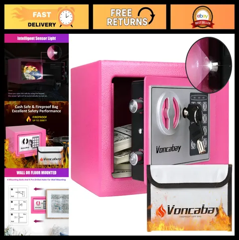 Digital Safe Box for Home with Keypad Lock, 0.23 Cu. Ft., Pink Money Storage