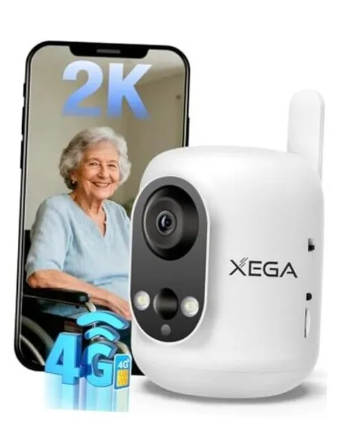 4G LTE Cellular Security Camera Indoor Wireless, 2K No WiFi Camera for White