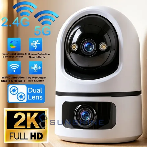 Camara de Seguridad 6MP Casa Inalambrica WiFi doble Lente CCTV Con Luces Audio