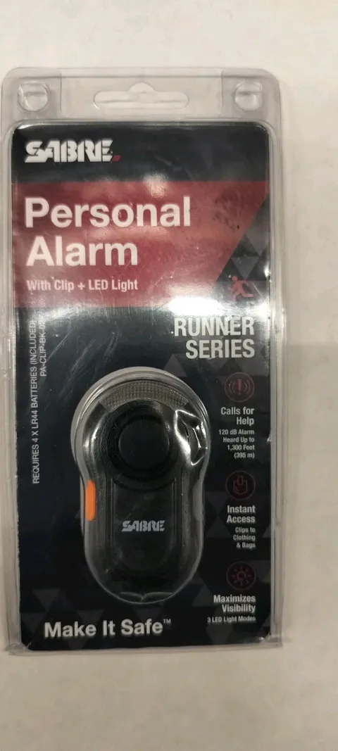 Sabre Personal Alarm with LED Light and 120dB Sound Weatherproof