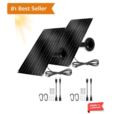 12W Solar Panel for Security Camera, 5V USB-C Solar Charger with Micro USB & ...