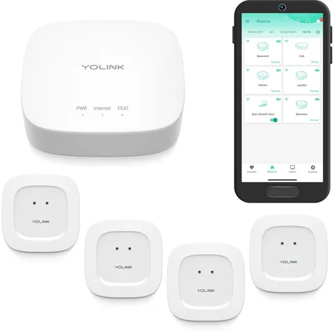 Water Leak Starter Kit: Hub + 4 Leak Sensor 1 (Silent), Lora Long-Range, App/Sms