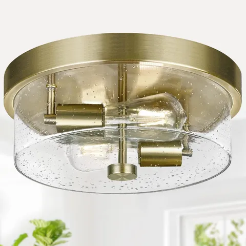 Flush Mount Ceiling Light Fixtures, 2-Light Brass for 