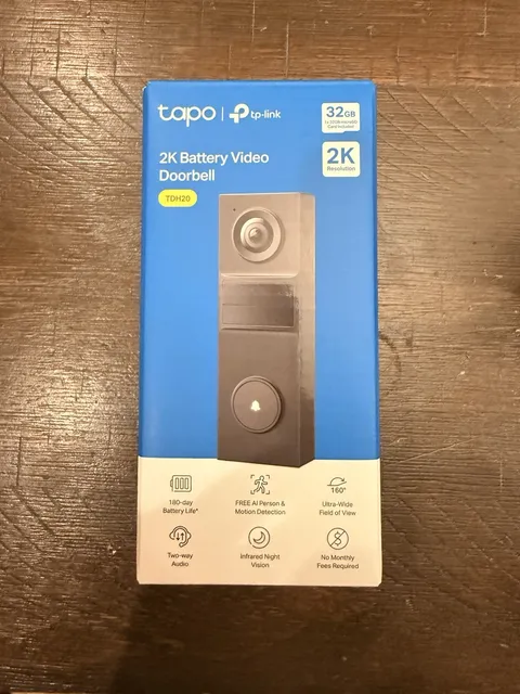 TP-Link Tapo TDH20 2K Smart Video Doorbell 32 GB- 160° FOV, Ring Call, AI New