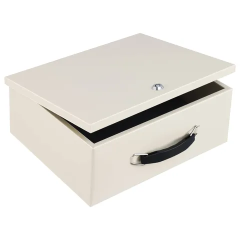 Fire Resistant Document Lock Box Safe with Key, Beige
