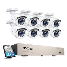 ZOSI 8CH 5MP Lite DVR 2MP CCTV Home Security Camera System 2TB IR Playback View