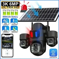 6MP Solar Security Camera Outdoor PTZ Smart Tracking Night Vision Surveillance