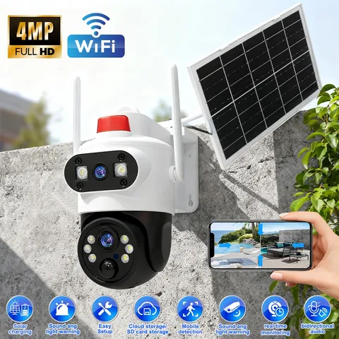 Solar Security Cameras Wireless Outdoor Pan & Tilt Night Vision Surveillance Cam