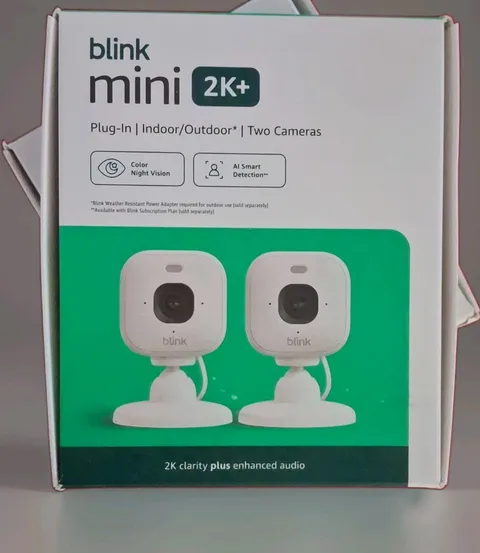 Blink Mini 2K+ 2 Pack 2560x1440 Wi-Fi Indoor/Outdoor Plug-In Night Vision