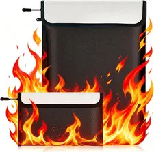 Fireproof Waterproof Document Bag - 2000℉ Protection, Upgraded Two Pockets, Refl