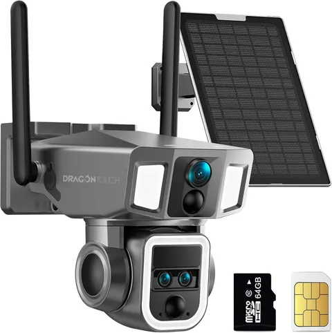 4G LTE Cellular Security Camera Outdoor, 4K Wireless Solar Bullet-PTZ Cam, 3 ...