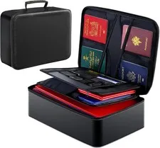 GIANTLUMl Document Bag with Lock,Fireproof 3-Layer File Storage Case with