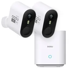 aosu 2K QHD Battery Security Cameras Wireless Outdoor 3 Piece Set, 2-Cam-Kit