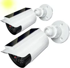 Solar Powered Fake Camera with Red Light, 2 Pack, White (SOLTC-W2)