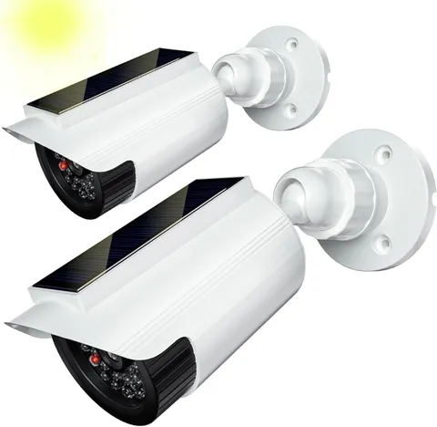 Solar Powered Fake Camera with Red Light, 2 Pack, White (SOLTC-W2)