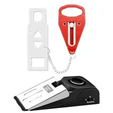 Portable Door Lock & Door Stop Alarm Set New Open Box