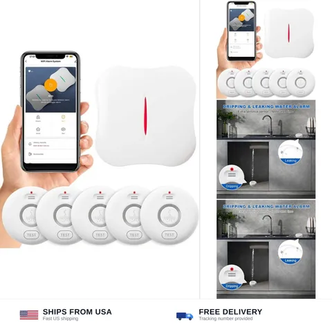 WiFi Water Leak Detectors 5 Pack, 120dB Adjustable Loud Water Leak Sensor, Wi...