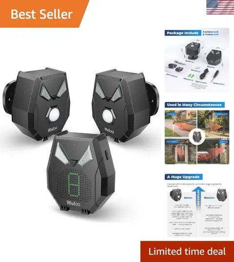 Weatherproof Solar Motion Alert with 24- Rechargeable Battery & 2 Sensors