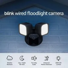 Wired Floodlight Security Camera 2600 Lumens HD Live View Motion Detection Black