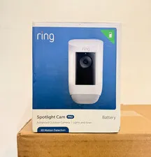 Ring Spotlight Cam Pro Battery 2K Security Camera White 3D Motion Detection