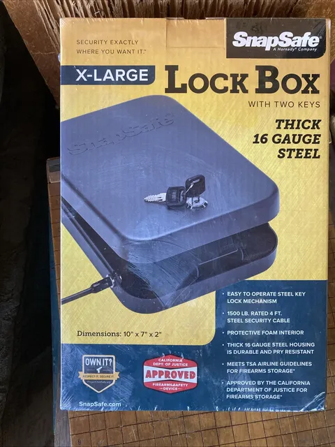 SnapSafe Lock Box Lock 10x7x2 XLarge TSA App. New in box sealed