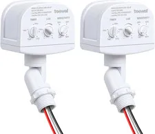 2 Pack 240-Degree Replacement Motion Sensor, Adjustable LUX(5-300) & Time & Dete