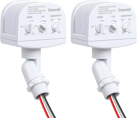 2 Pack 240-Degree Replacement Motion Sensor, Adjustable LUX(5-300) & Time & Dete