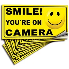Smile You're Camera Stickers Business 6 Pack 4x2 Inch Self-Adhesive Vinyl