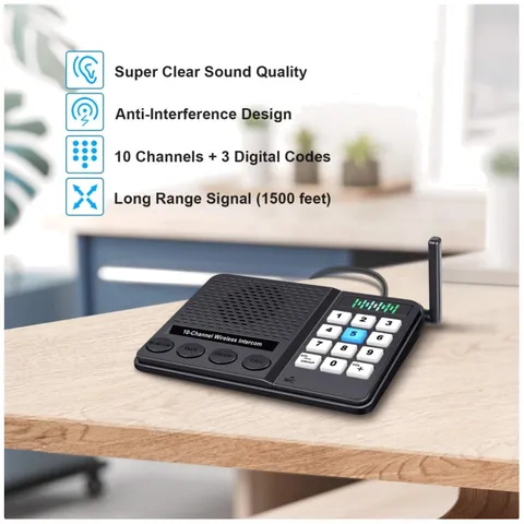 10 Channel Wireless Intercoms - 1 Mile Range (4 Pack)