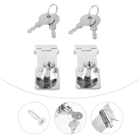 2 Sets Silver Safety Keyed Hasp Locks Stainless Steel Locks for Home Use