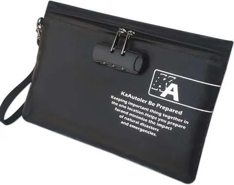 Fireproof Money Bag with Lock  Fireproof and Waterproof Cash Bag with Zipper Clo