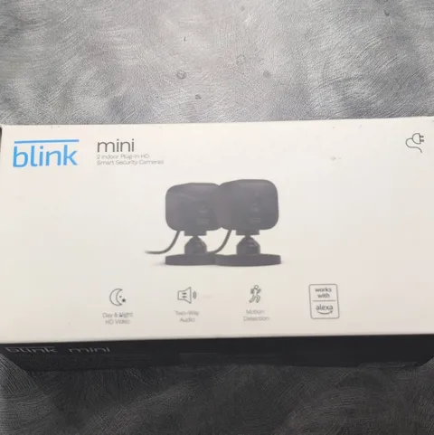 Blink Mini HD Indoor Wi-Fi IP Cameras 2-Pack Black, Alexa, Motion, 2-Way