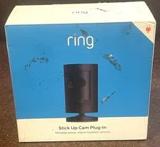Ring Stick Up Cam Plug-in Wired Indoor/Outdoor Camera Black