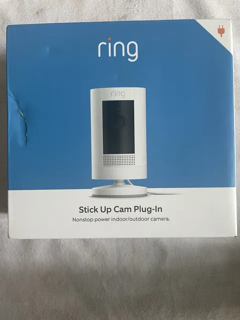 Ring Stick Up Cam Plug-In Indoor/Outdoor Security Camera White NEW 1080p