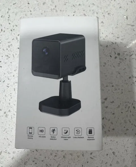 Black Indoor Cube IP/Network WiFi Security Camera w/ Stand, Night Vision Motion