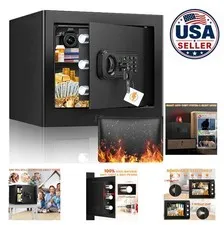 Small Safe Box 1.2 Cu Ft Electronic Digital Keypad Lock Fireproof Waterproof
